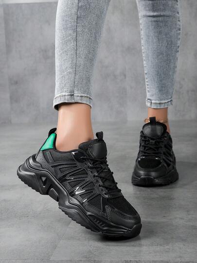 Women's Fashion Versatile Color Block Comfortable Casual Sneakers, Lightweight Breathable Fitness Shoes, Non-Slip Outdoor Running Shoes, Street Skate Shoes, Comfortable Versatile Mesh Breathable Couple Shoes