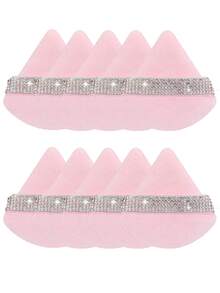 1pc/3pcs/5pcs/10pcs/15pcs/24pcs Black Triangle Makeup Sponge Set, Crystal Velvet Short Pile, Soft & Sticky, Suitable For Makeup, Home Decor, Vanity, Travel, Bedroom, Ideal Makeup Accessory. The Set Includes Powder Puff, Makeup Blender, Powder Puff, Makeup Sponge, Affordable Price, Suitable As Christmas Gift Or Stocking Stuffer. - Pink - View 12