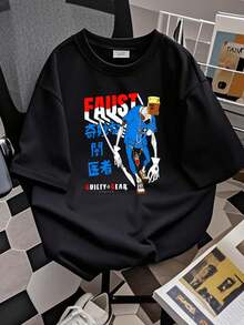 180g Pure Cotton  Gear Strive Faust Men's T Shirt Dr. Baldhead Characters Arc Video Game Versatile Graphic Top For Everyday Wear Homme Print Round Neck Short Sleeve Designer Clothes Stretched Comfortable Breathable Slightly Unisex Soft For Women Casual Stylish Fashion Streetwear Summer.