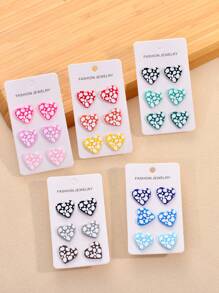 3 Pairs Bohemian Style Acrylic Geometric Print Earrings For Women, Jewelry For Party And Vacation