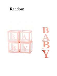 4 Pieces, Multiple Colors, Baby Box With Letters, Transparent Decorative Block Box For Displaying Gender, Transparent Balloon Box Background Suitable For Baby Showers And Birthday Parties - Multicolor - View 12