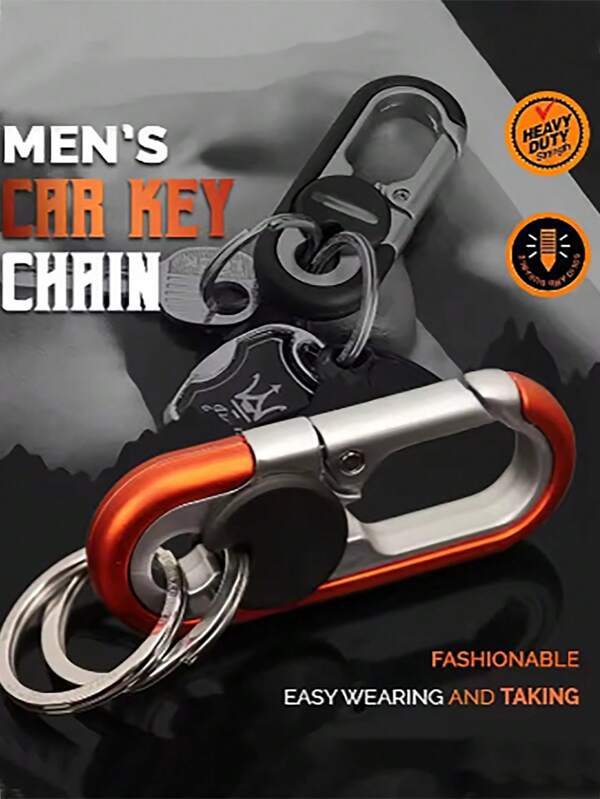High-End Alloy Double Ring Keychain Business Key Holder Men's Fashion Key Chain Gift Metal Key Buckle Car Styling Auto Car Accessories And For Woman,Man,Children.Adult