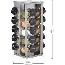 Kamenstein 20 Jar Heritage Revolving Countertop Spice Rack Organizer With Spices Included, FREE Spice Refills For 5 Years, Brushed Stainless Steel With Black Caps - 1 - View 4