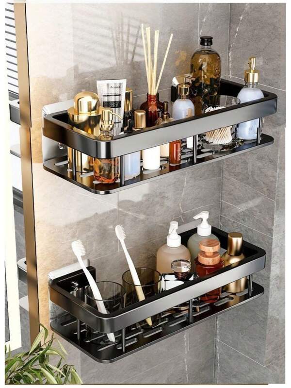 Easy-Install Wall Shelf For Bathroom, Kitchen & Toilet,Bathroom Stuff,Bathroom Organizer,Bathroom Tray Decor,Bath Soap Dish,Dish Soap Containers,Washroom Tray- No Drilling Required Shelves For Bathroom Bathroom Wall Shelf