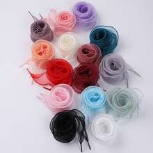 1 Pair Ribbon Shoelace, Satin Chiffon Ballerina Lace Pearl Bow Shoe Decor, Ivory Shoe String Accessories, Length 120cm (47.24in) - Multicolor - View 6