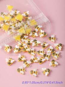 10pcs/30pcs/50pcs/100pcs Various Mini Bee 3D Resin Ornaments, Cartoon Yellow Insect Nail Art Accessories Kawaii Unscented Flat Back Decoration, Multi-Style Jelly Transparent Yellow Wings Small Bee Rhinestone Nail Accessories Suitable For Women DIY Manicure, Nail Salon, Scrapbooking And Crafts, Bee Decoration Middle East Series Japanese And Korean Style