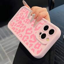 [Funda de leopardo rosa] Funda de teléfono de estampado de leopardo rosa de Apple | 1 pieza, compatible con 16, 15, 14, 13, 12, 11, XS Max, X, Plus, Pro Max, protección completa de la lente, cubierta protectora de material TPU suave, protector de teléfono inteligente a prueba de golpes