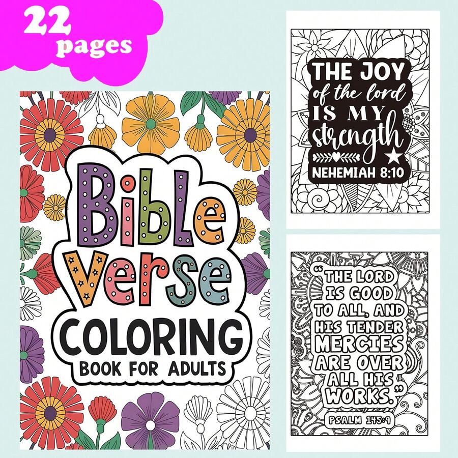 (Una versión superior de lujo, con papel talla grande grueso de 22 páginas, 20 * 20 cm) El Libro de colorear de la Biblia Sagrada, papel de acuarela, cubierta única, espacio cómodo para colorear, adecuado para que los adultos se relajen cómodamente | San Valentín, Año Nuevo, Día de Año Nuevo, cumpleaños y fiestas. El regalo perfecto para todo tipo de festivales, adecuado para amigos, familiares y colegas, libros para colorear, libros, vuelta al colegio, material escolar
