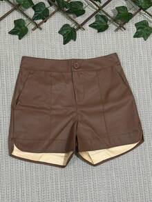 Fake Leather Shorts Size Pp 34-36 P 38 M 40 G 42 Gg 44 With Front And Back Pocket - 棕色 - 查看 1