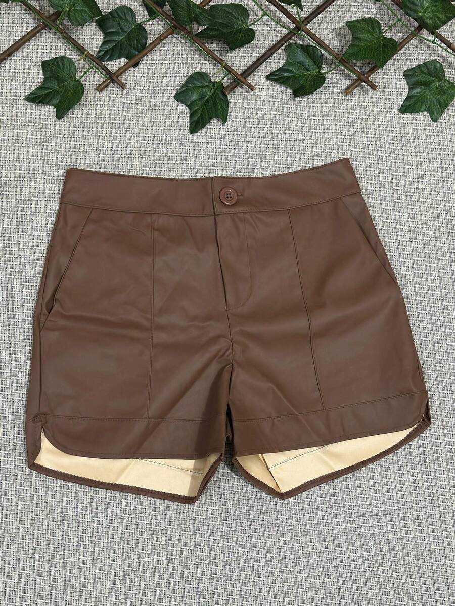 Fake Leather Shorts Size Pp 34-36 P 38 M 40 G 42 Gg 44 With Front And Back Pocket - 棕色 - 查看 1