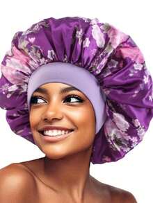 3 件套女士多色花朵弹性宽带无檐帽头带，丝绸帽缎面睡帽 - 彩色 - 查看 4