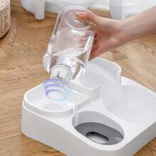 [带双碗和饮水器的自动猫狗喂食器]- 重力食物分配器，适用于小型宠物和幼犬/小猫