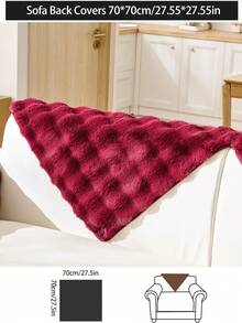 1pc Plush Soft Sofa Cushion Pad, Thickened Winter Warm All Season Non-Slip Sofa Cover Slipcover, Dustproof Washable Furniture Protector For Living Room, Bedroom, Office, L-Shaped Sofa - Burgundy - View 18