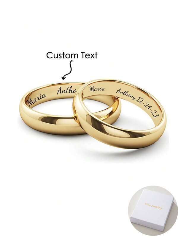 Un anillo personalizado con nombre en inglés y números grabados con láser en acero inoxidable, un accesorio cálido y único, joyería de lujo ligero para hombres y mujeres, un regalo sorpresa para sus seres queridos, familia y amigos