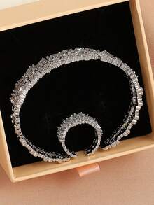 rakol 2pcs Fashionable Cubic Zirconia Asymmetrical Decor Ring And Bracelet Set - Silver - View 5