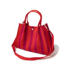 Hao.hyai 2025 Nuova Borsa Donna Urbana a Tracolla con Maniglia Bag e Tracolla, con Motivo Rigato in Maglia