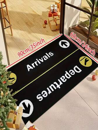 1/2pcs Jet Aircraft Arrival And Departure Design Anti Slip Floor Mats, Entrance, Door Mats, Kitchen And Bathroom Home Decor - Kitchen Carpet Set Rectangular Floor Mats For Home Decor