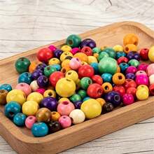 100/200/300/500pcs Colorful Wooden Beads, Round Craft Beads, Natural Wood Beads, Christmas Gift