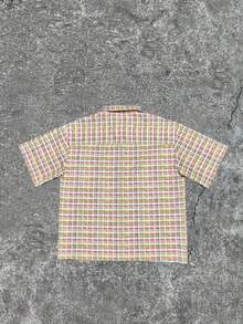 Men's Casual Plaid Short Sleeve Shirt, Summer - Multicolor - View 4