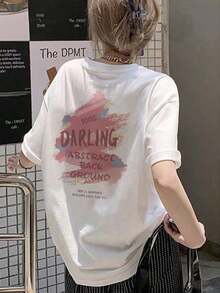 200g Pure Cotton T-Shirt 2025 Summer Ladies New Short Sleeve Pure Cotton Holiday Pattern Short Sleeve Round Neck Couple Wear Small Shirt Tops - 白色 - 查看 1