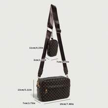 Two Pieces Embroidered Thread Men's Crossbody Bag, Mini Key Bag, Fashionable And Retro Bag, Crossbody Bag