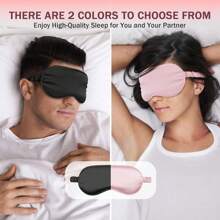 Sleep Mask 2 Packs, Soft Blackout Eye Mask For Women Men, Eye Sleep Shade Cover For Back And Side Sleeper, Sleeping Mask Night Blindfold For Night Sleep, Travel, Nap (Pink, Black)