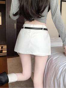 2 件套高腰 A 字短裤和裙子，二合一，防走光设计，适合娇小身材，夏季