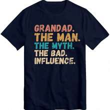 Grandad The Man The Myth The Bad Iuence Gift T-Shirt Best Present For Grandfather Birthday Cistmas Xmas Slogan T Shirt Tee TopY2K Wo's 220g Thick Cotton T-Shirt With Butterfly Print Pattern, Suitable For Girls And Wo's Short Sved Round Neck Inspirational Shirt, Cute Aesthetic Y2K Style Summer Top, Suitable For Outdoor, Family, Work Or Street Wear Casual Loose Daily T-Shirt - Black - View 1