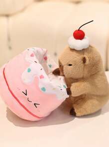 1 szt. pluszowa lalka z popcornem, frytkami i kapibarą, prezent świąteczny dla przyjaciół, prezent z kapibarą na zakończenie studiów doktoranckich, lalka z kapibarą w formie ciasta i deseru, dekoracja z dyni i nietoperza na Halloween