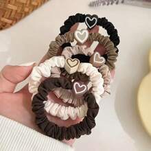 5-Piece New Coffee Love Pendant Hair Tie - Cute Bowknot Elastic Rubber Hairbands For Girls - For Ladies - Suitable For Casual Wear And Special Occasions - The Perfect Gift For Girls And Ladies,Hair Scrunchies