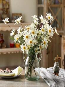 6 bouquets de 30 fleurs blanches simulées - petite marguerite, chrysanthème néerlandais, camomille, bouquet à tenir en main pour la décoration de mariage, photos de bouquet de mariée, décoration de jardin extérieur, accessoires photo, décoration de mariage d'hôtel à la maison, fournitures pour fête d'anniversaire, décoration de chambre, décoration de scène, accessoire de fête DIY, décoration d'automne