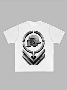 Edgy - And - Combat - Themed Men's Clothing With Symbolic - Motif, 100% Cotton 220g - White - View 3