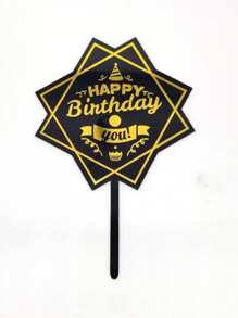 5pcs/1pc Acrylic Happy Birthday Cake Topper, Birthday Cake Decor, Party Supplies, Modern Letter Graphic Cake Decor, Birthday Party Decorations, Perfect Keepsake Gift For Family And Friends, Father's Day Gift For Dad
