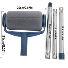 Paint Roller Kit With Interchangeable Handles, Includes Large Sponge - Suitable For Smooth Latex And Wall Painting, Durable Stainless Steel Handles, Great For Home DIY Projects