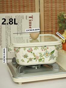 1 Set 1.2L Retro Floral Enamel Teapot, Milk Pot, Lid Cup, Square Pot, Coffee Pot, Handmade Tea Infuser Pot, Household Boiling Water Enamel Pot, Desktop Decorative Enamel Pot, Enamel Pot As Gift For Friends And Elders, Enamel Pot That Can Be Directly Heated In The Kitchen Back To School