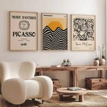 3 pièces Tableau sur canevas Peinture murale Art Moderne nordique Matisse Bauhaus Picasso pour salon décoration de la maison. Cadre en option.