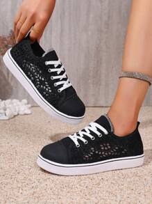 Zapatillas deportivas casuales de lona con puntera redonda, cordones y flecos, para mujeres, aptas para la vida universitaria, uso diario, hogar, viajes y oficina en 2024, con suela de PVC ligera y transpirable