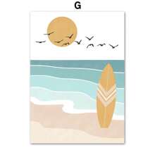 1PC Abstract Minimalist Sea Beach Surfboard Mountain Posters And Prints Wall Art Canvas Painting Wall Pictures For Living Room Decor Optional Frame ﻿