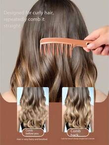 1pc Double Row Wide Tooth Comb For Women And Girls, Large Hair Comb For Long, Curly And Styling Hair, Prevent Static - Multicolor - View 9