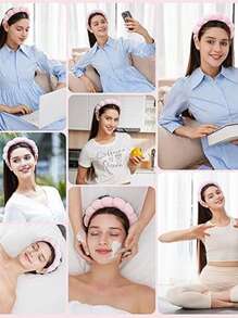 4pcs Luxury Microfiber Spa Headband And Wristband Set, Face Washing Headband, Makeup Headband, Skin Care Headband, Velvet Fluffy Sponge Headband, Soft Absorbent Terry Cloth Fabric Bubble Fluffy Hairband For Skin Care, Makeup Removal, Shower, Suitable For Women And Girls