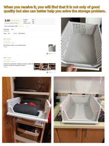 1个可堆叠塑料收纳篮，带可折叠衣物整理盒和抽屉式置物架，适用于衣柜、橱柜、厨房、浴室、办公室装饰，秋季装饰，节日装饰，房间装饰，家居装饰，秋季装饰，卧室装饰，圣诞礼物，节日礼物 - 彩色 - 查看 2