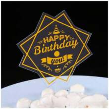5pcs/1pc Acrylic Happy Birthday Cake Topper, Birthday Cake Decor, Party Supplies, Modern Letter Graphic Cake Decor, Birthday Party Decorations, Perfect Keepsake Gift For Family And Friends, Father's Day Gift For Dad