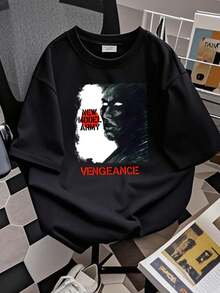180g Pure Cotton New Model Army 'Vengeance' (Black) T-Shirt - NEW & OFFICIAL!  Casual For Women Comfortable Print Round Neck Short Sleeve Summer Men's Designer Clothes Graphic Soft Fashion Stylish Streetwear Versatile Unisex Breathable Slightly Stretchy Top For Everyday Wear