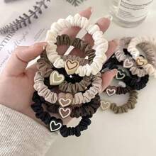 5-Piece New Coffee Love Pendant Hair Tie - Cute Bowknot Elastic Rubber Hairbands For Girls - For Ladies - Suitable For Casual Wear And Special Occasions - The Perfect Gift For Girls And Ladies,Hair Scrunchies