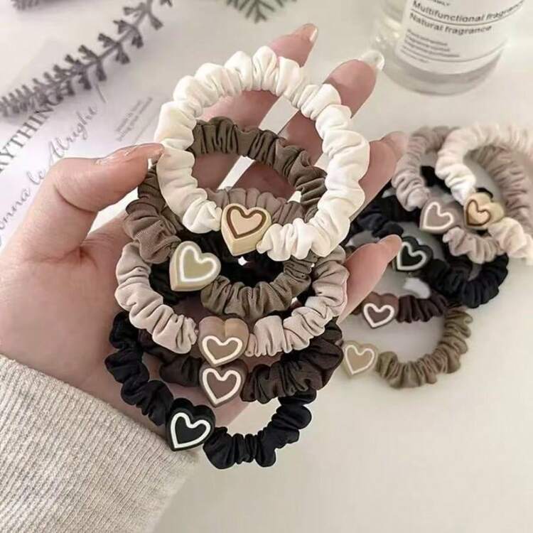 5-Piece New Coffee Love Pendant Hair Tie - Cute Bowknot Elastic Rubber Hairbands For Girls - For Ladies - Suitable For Casual Wear And Special Occasions - The Perfect Gift For Girls And Ladies,Hair Scrunchies - Multicolor - View 7