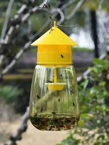 1pc Fruit Fly Trap, Reusable And Hanging Design For Kitchen And Orchard Pest Control,No Electricity Required,Plastic,Perfect For Garden And Home Use,15cm Yellow Large Fly Sticker Fly Killing Bottle, Fly Trapping Bottle, Fly Trap, Fly Trap, Fruit Fly Trap, Insect Trap, Fruit Fly Lure(Does Not Contain Attractants)