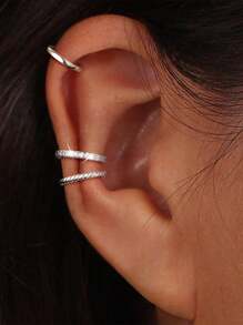 Set de 4 piezas con pendientes de clip en forma de C, pendientes de aro y pendientes con cristal cúbico para uso diario, fiestas y ocasiones especiales, accesorios de joyería regalo para mujeres