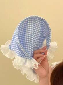 1pc Lace Lace Headscarf Vintage Triangle Scarf French Streamer Headband Sunblock Bun Hat Silk Scarf Women's Headscarf Hat, Pastoral Elegant Headband, Lace Edge Hair Accessories