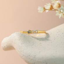 1pc Initial Morse Code Ring Crystal Ring With Personalized Letter Cute Jewelry For Couples Anniversary Gift - Gold - View 2