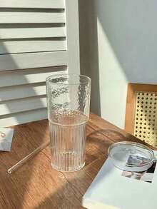 1pc Vertical Striped Plastic Cup With Lid, Practical & Stylish Household Milk Cup, Large Capacity Water Bottle For Summer - Multicolor - View 5